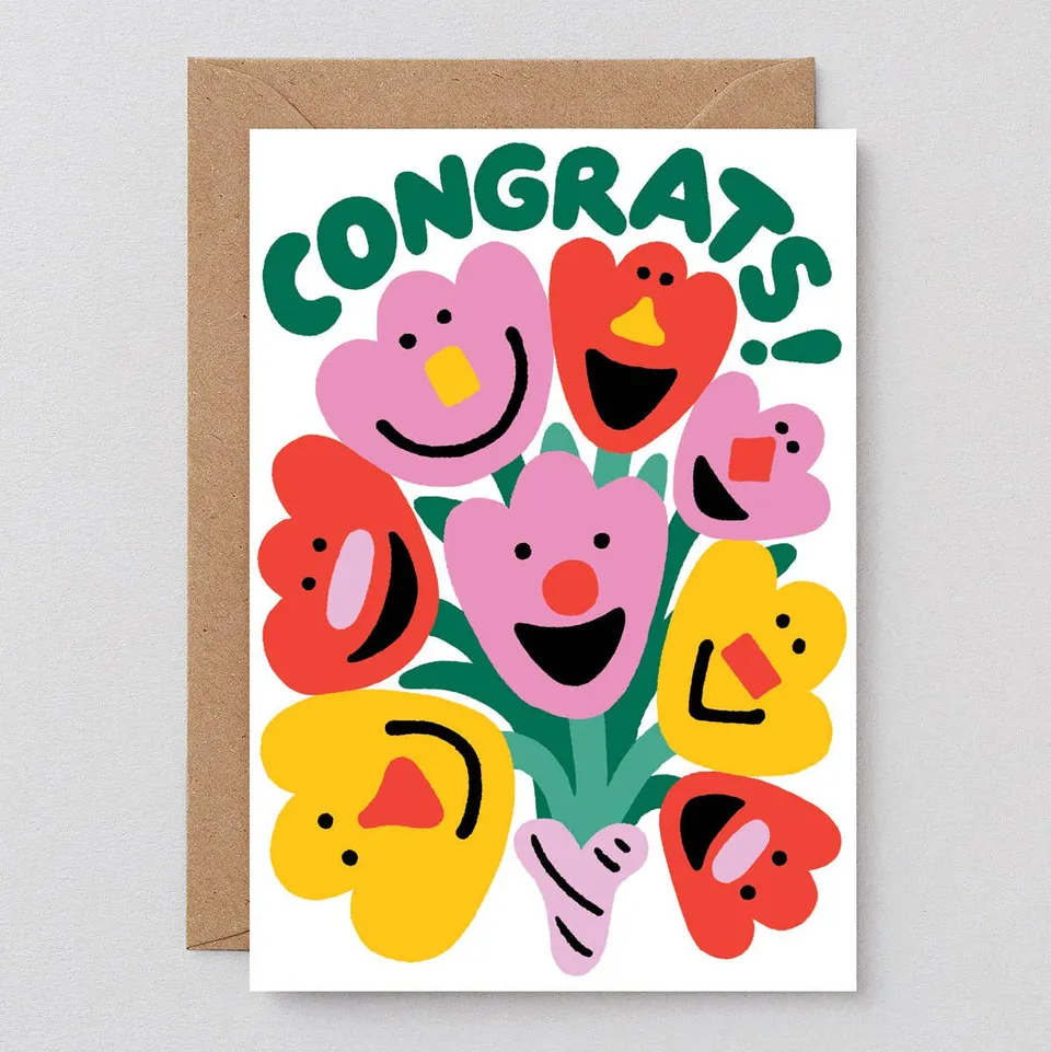 dubblefilm-congrats-flowers-gru-karte-mit-umschlag-blanko image 1