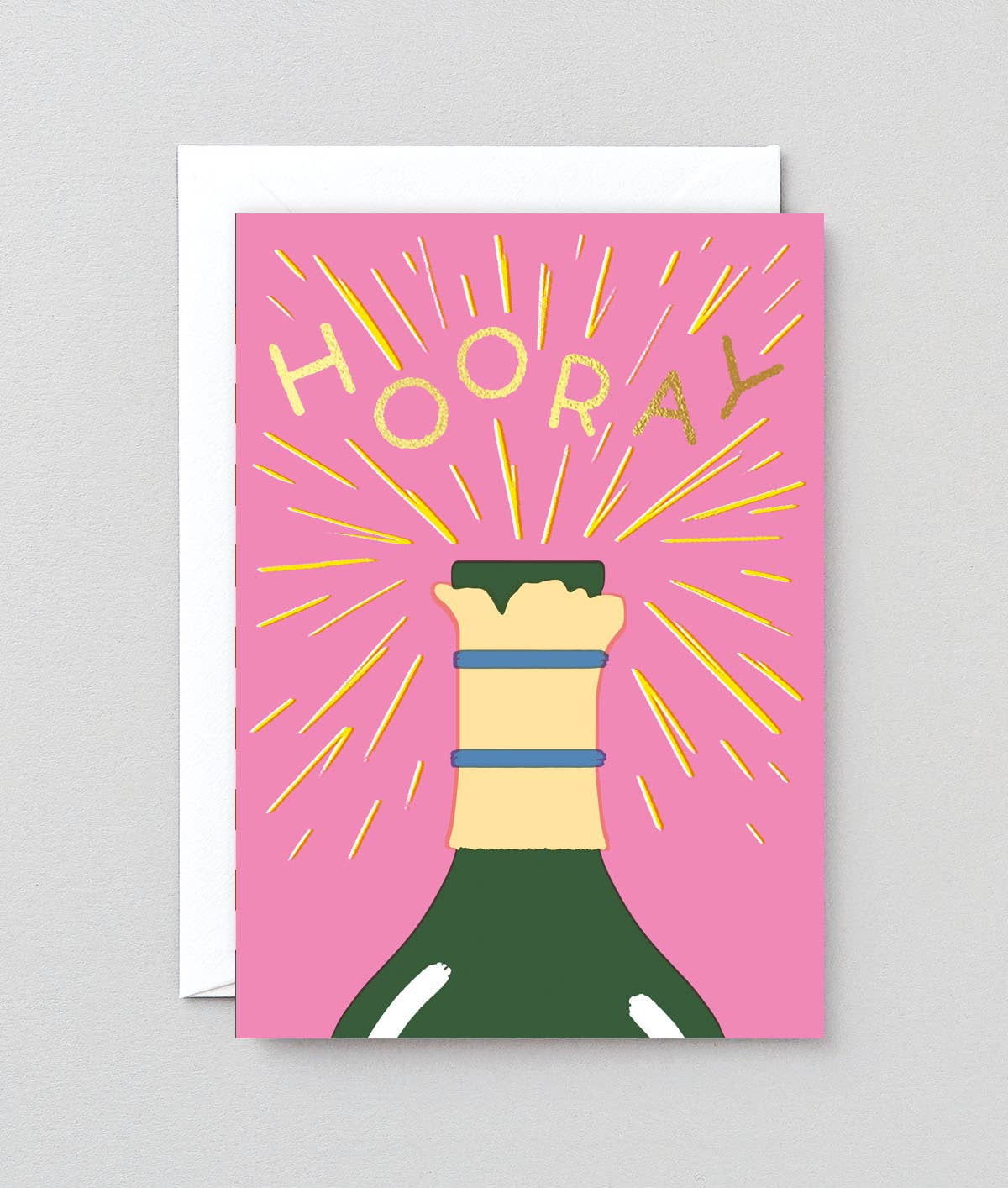 dubblefilm-stationery-hooray-champagne-gru-karte-goldfolie image 2