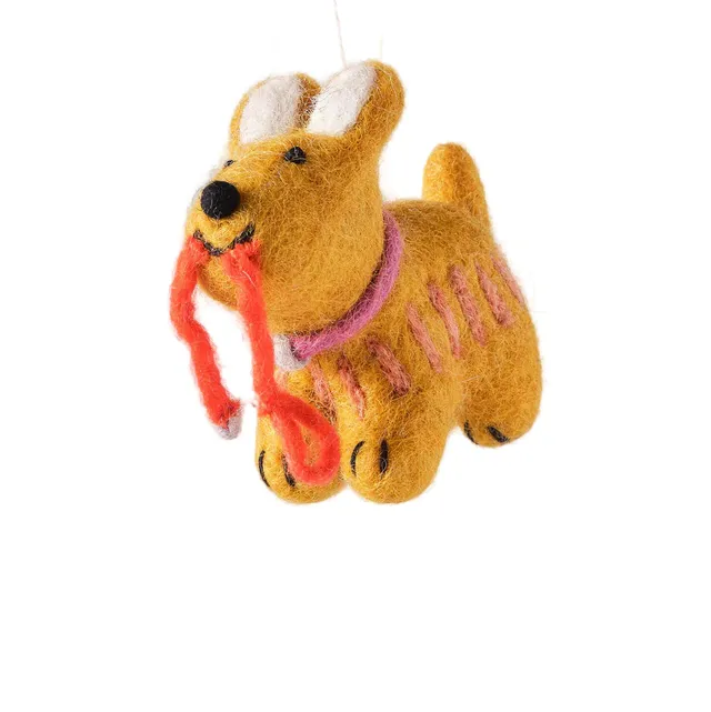 dubblefilm-ginger-hund-mit-leine-filzanh-nger-handfilz-nepal image 1