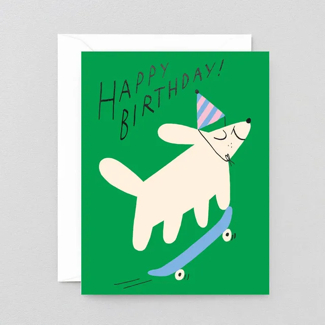 dubblefilm-happy-birthday-skateboard-kinderkarte-mit-folie image 1