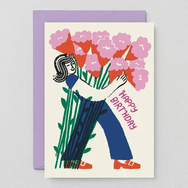 dubblefilm-happy-birthday-flower-bouquet-gru-karte image 1
