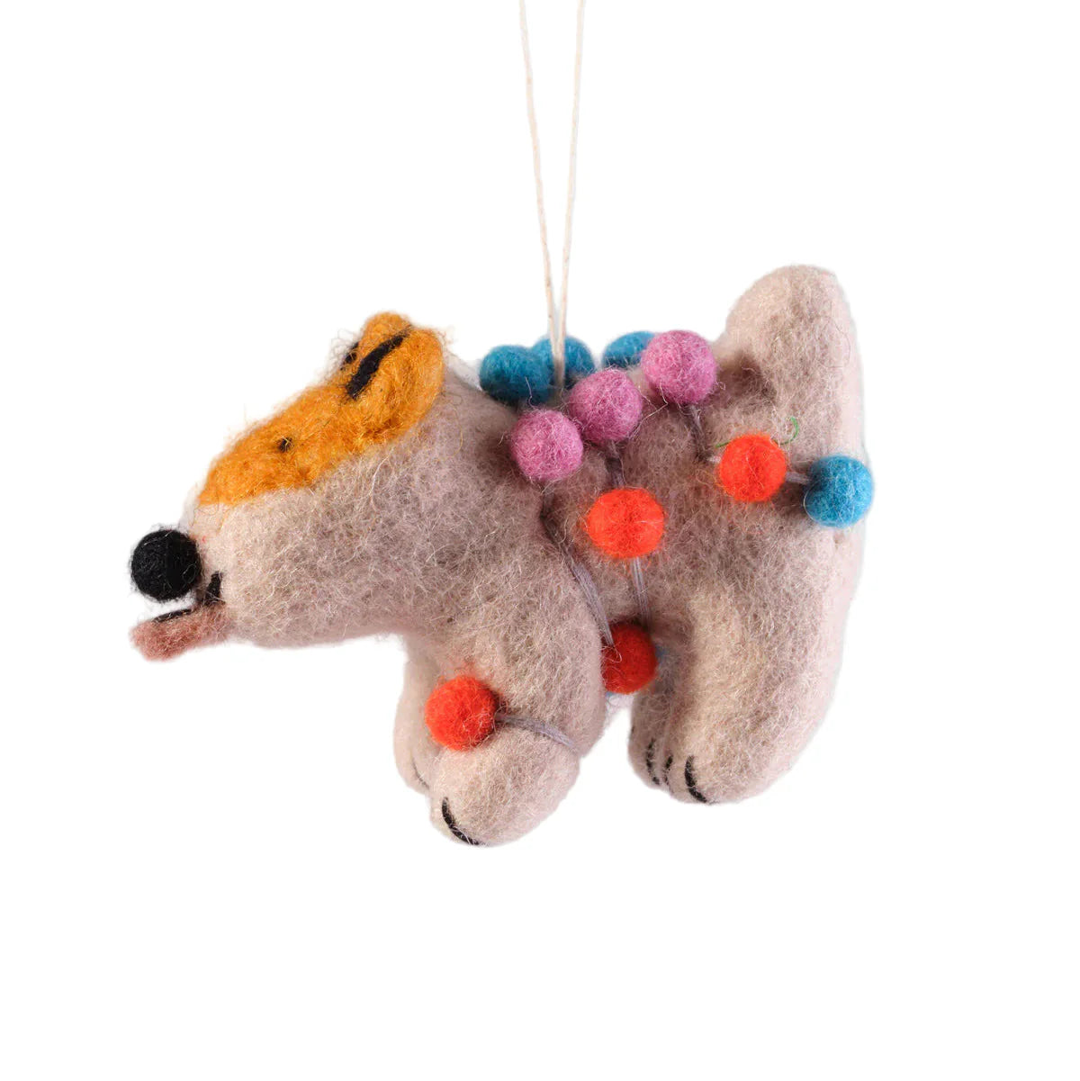 dubblefilm-willa-dog-filzornament-hund-mit-bommel-wolle image 1