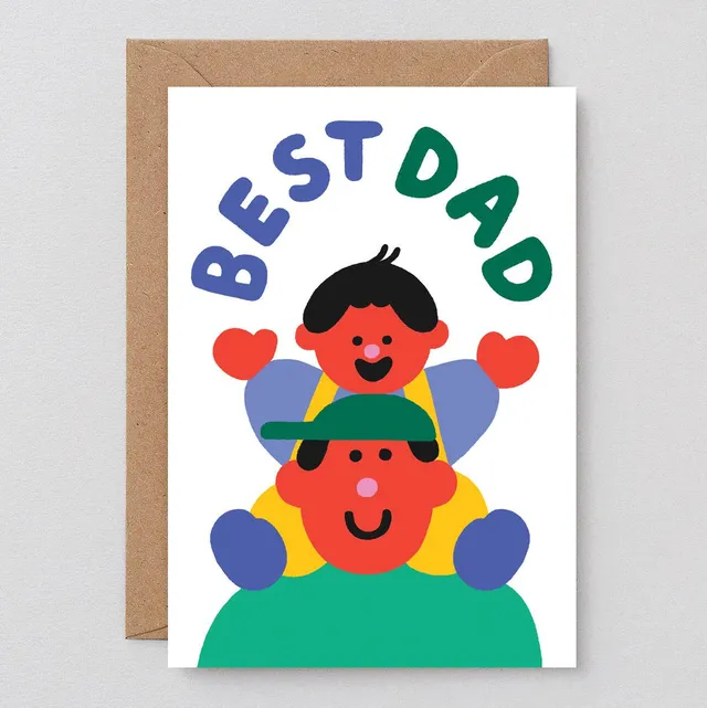 dubblefilm-best-dad-piggyback-gru-karte-blanko-mit-umschlag image 1