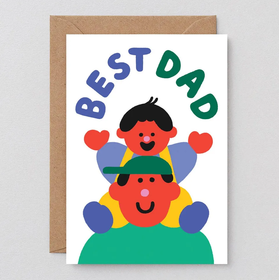 dubblefilm-best-dad-piggyback-gru-karte-blanko-mit-umschlag image 1