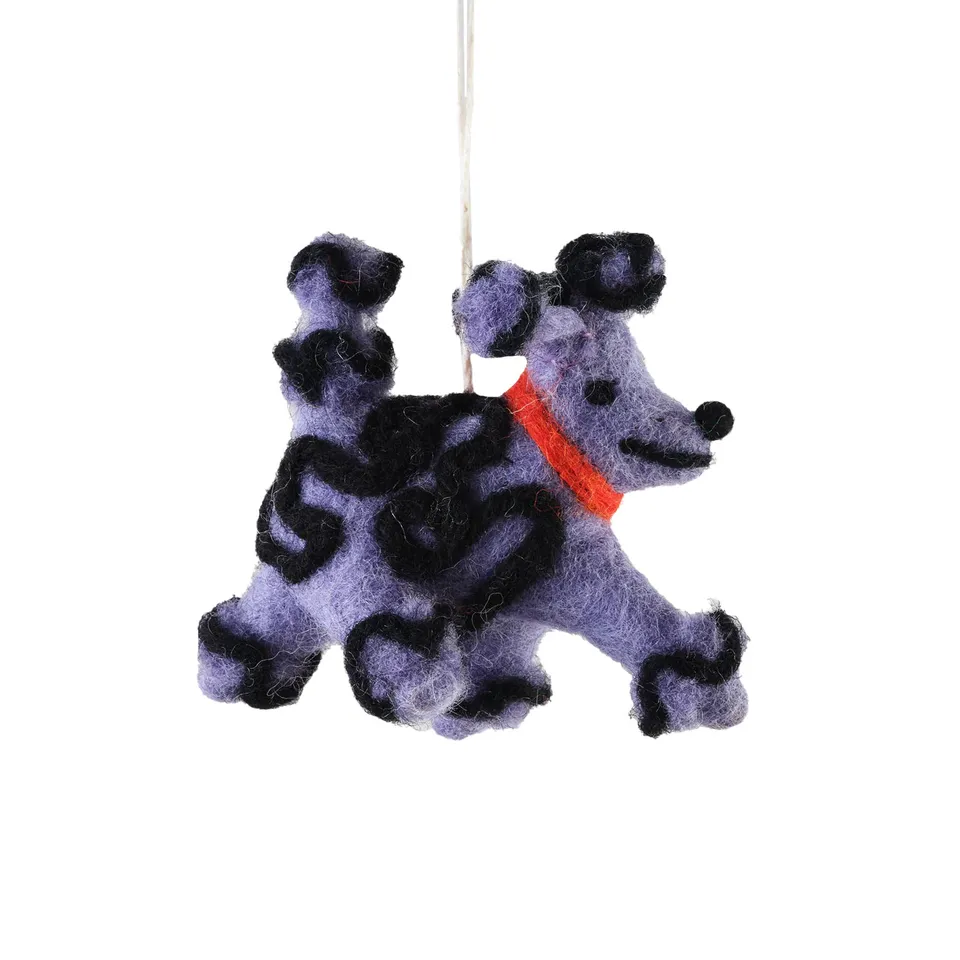 dubblefilm-ornament-dog-fleur-poodle-filzanh-nger-wolle image 1