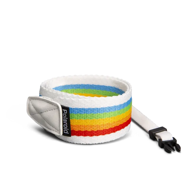dubblefilm-flacher-kameragurt-rainbow-white-polaroid-now image 1
