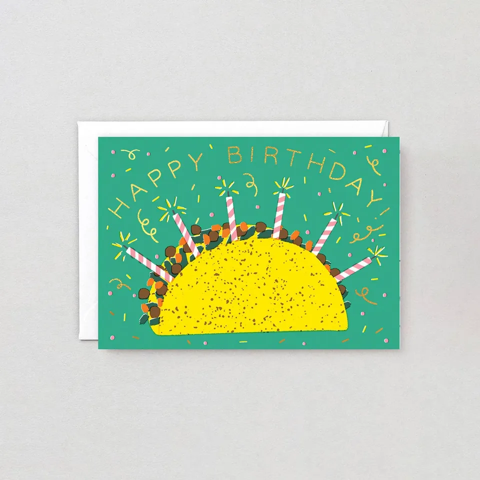 dubblefilm-happy-birthday-taco-gru-karte-mit-umschlag-goldfolie image 1