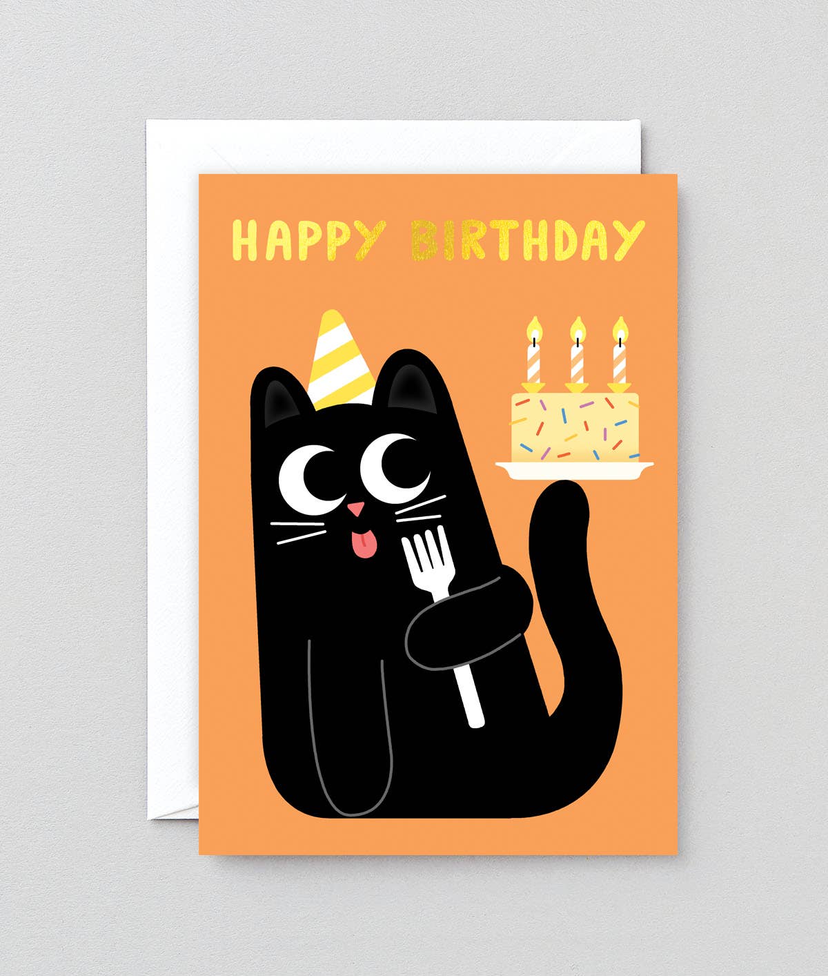 dubblefilm-happy-birthday-cat-cake-gru-karte-goldfolie-umschlag image 3