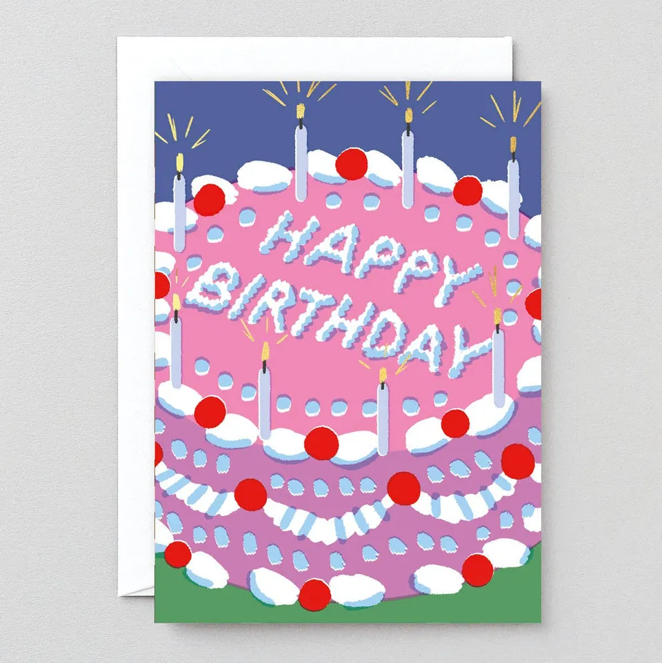 elena-boils-happy-birthday-icing-cake-geburtstagskarte-goldfolie image 1